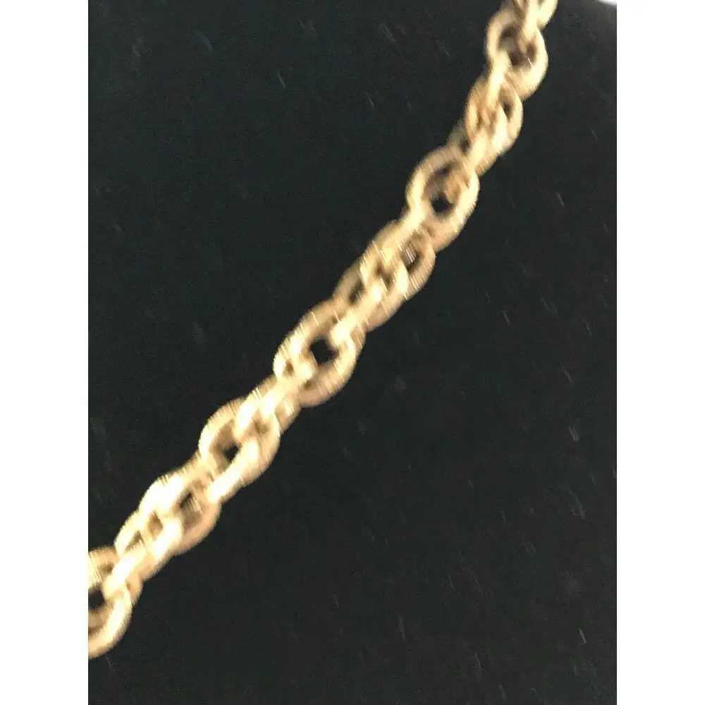 Vintage Western Germany Gold Tone Filigree Medallion Necklace Green Stones